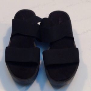 J/slides black wedge sandals